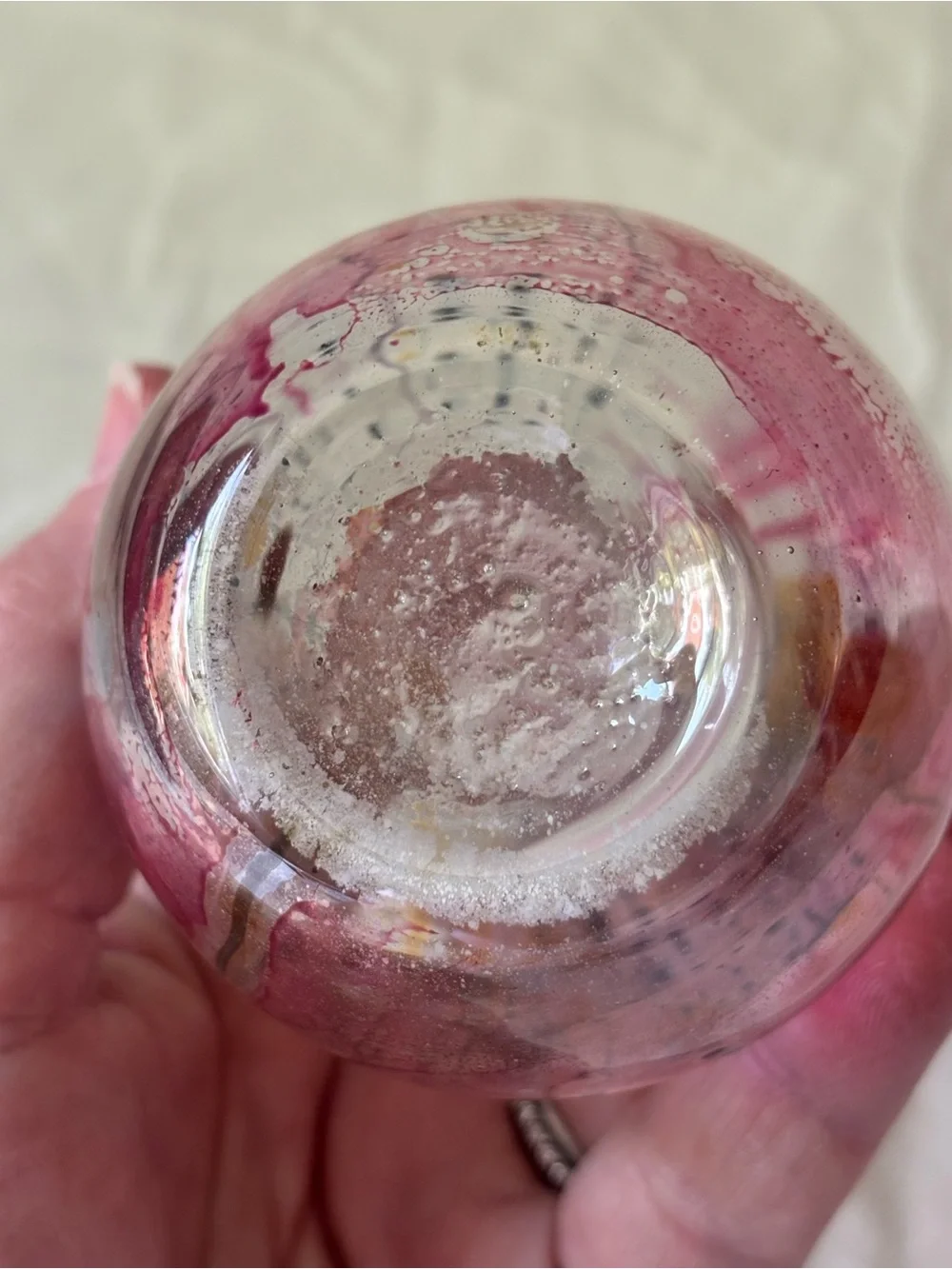 vintage Simron hand-painted Israeli art glass bud vase